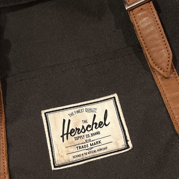 Herschel Supply Company Black Backpack with Tan Straps - Picture 2 of 7